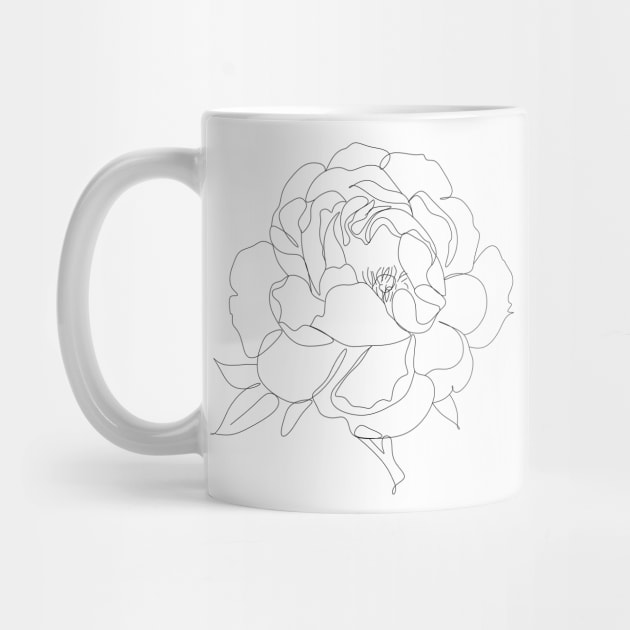 Peony line art by OneLinePrint